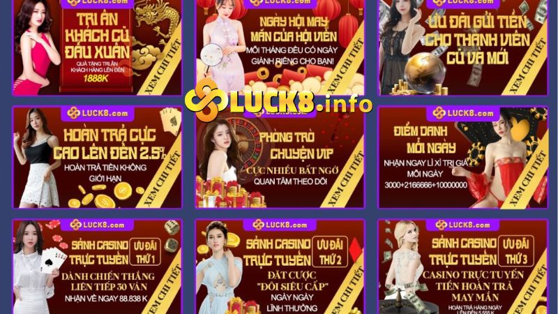 Các chương trình với phần thưởng khủng khi nạp tiền Luck8